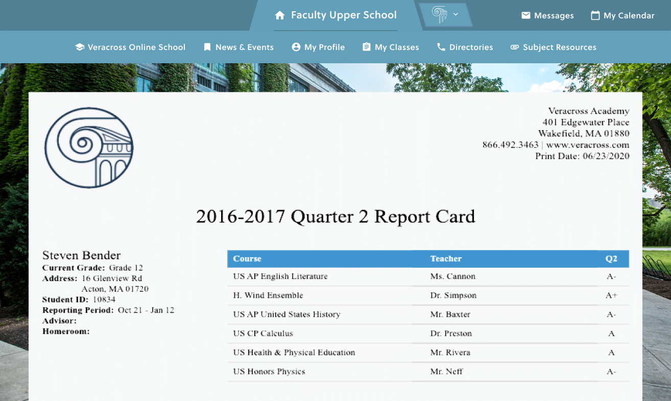 Flexible reports UI screenshot